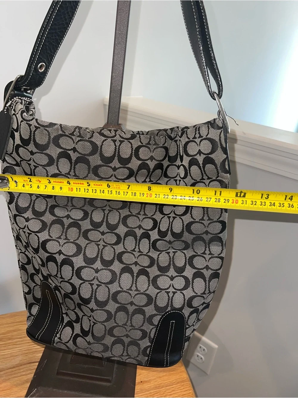 Coach Signature Jacquard Hobo Shoulder Bag – Black/Gray